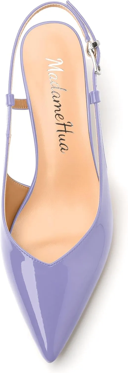 Women's Pumps, Pointed Toe Kitten Low Heels Pumps for Women, Closed Toe Slingback Low Heels Dress Shoes