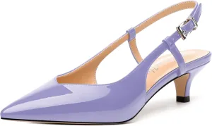 Women's Pumps, Pointed Toe Kitten Low Heels Pumps for Women, Closed Toe Slingback Low Heels Dress Shoes