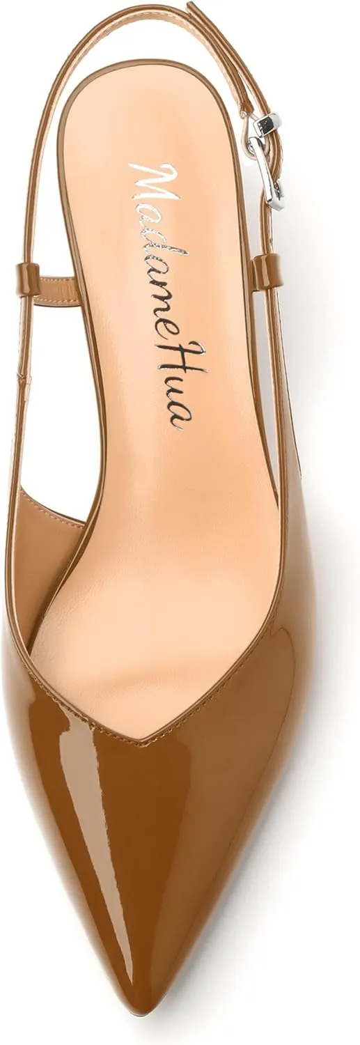 Women's Pumps, Pointed Toe Kitten Low Heels Pumps for Women, Closed Toe Slingback Low Heels Dress Shoes