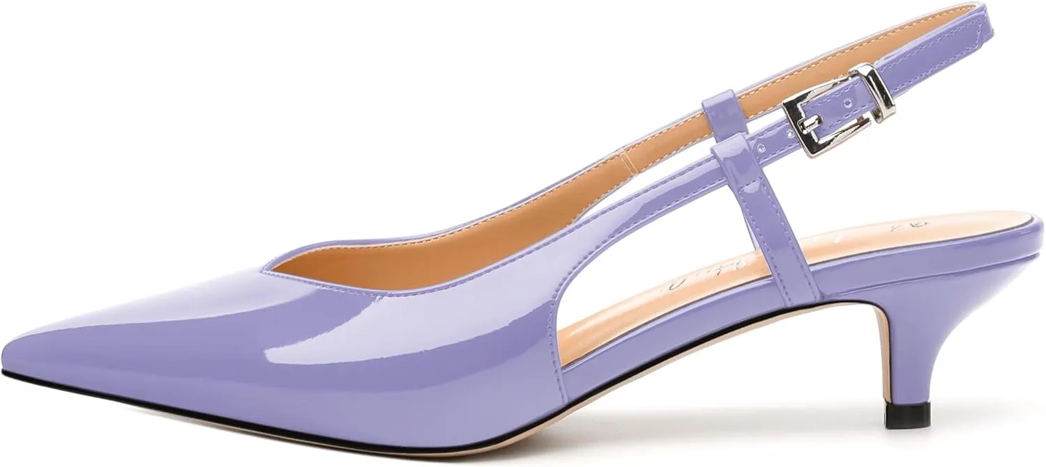 Women's Pumps, Pointed Toe Kitten Low Heels Pumps for Women, Closed Toe Slingback Low Heels Dress Shoes