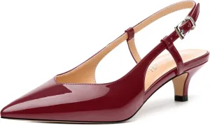 Women's Pumps, Pointed Toe Kitten Low Heels Pumps for Women, Closed Toe Slingback Low Heels Dress Shoes