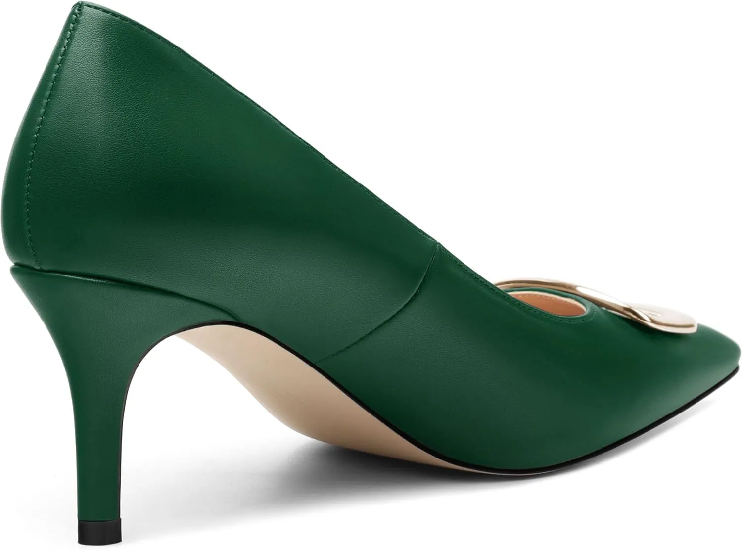 Women's Pumps Pointed Toe Mid Stiletto Heels Rectangular Metal Buckle Pumps Dress Party Shoes