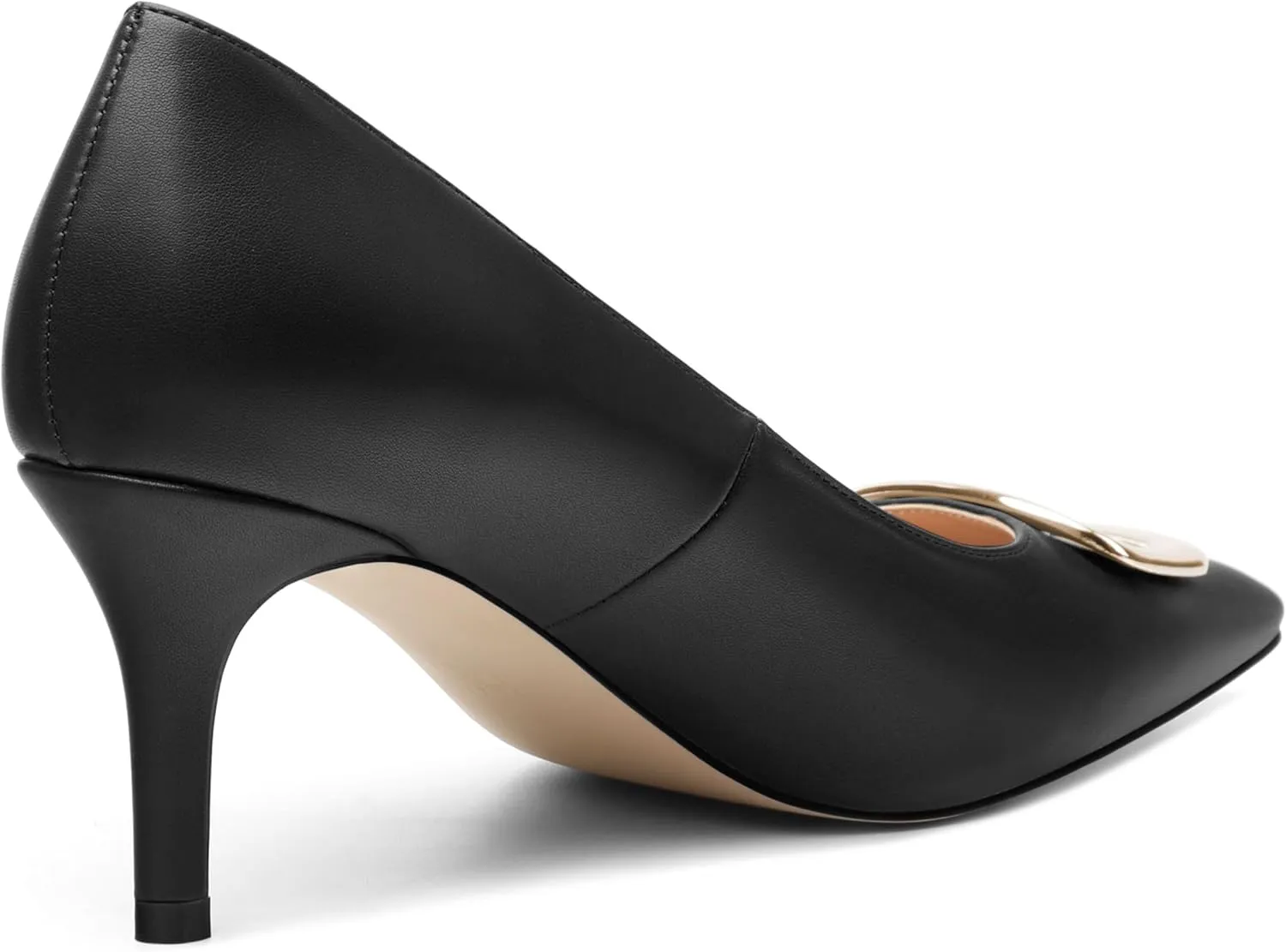 Women's Pumps Pointed Toe Mid Stiletto Heels Rectangular Metal Buckle Pumps Dress Party Shoes