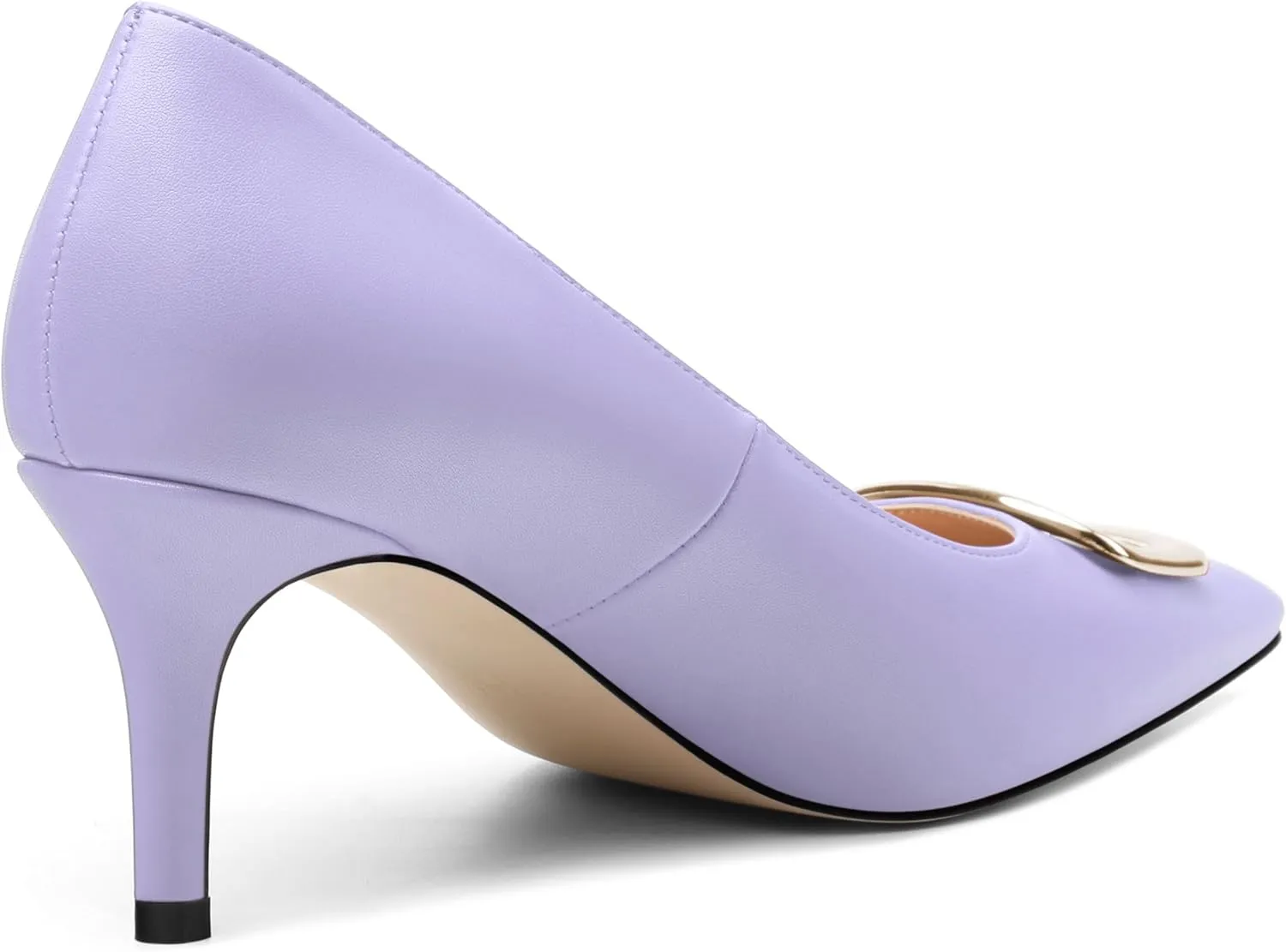 Women's Pumps Pointed Toe Mid Stiletto Heels Rectangular Metal Buckle Pumps Dress Party Shoes