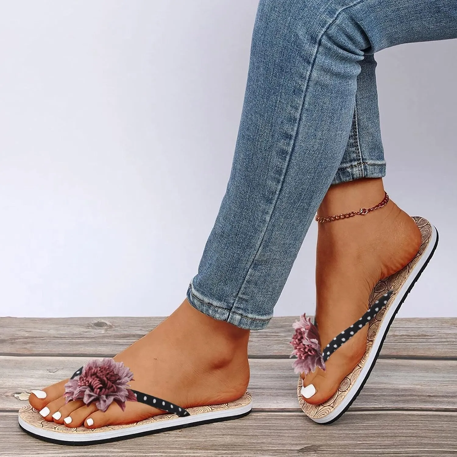 Womens Sandals Comfortable Strappy Walking Sandals for Women Flip Flops for Women Shower Ladies Flat Sandal Summer Slip on Flat Women's Elastic Strap Flat Sandal