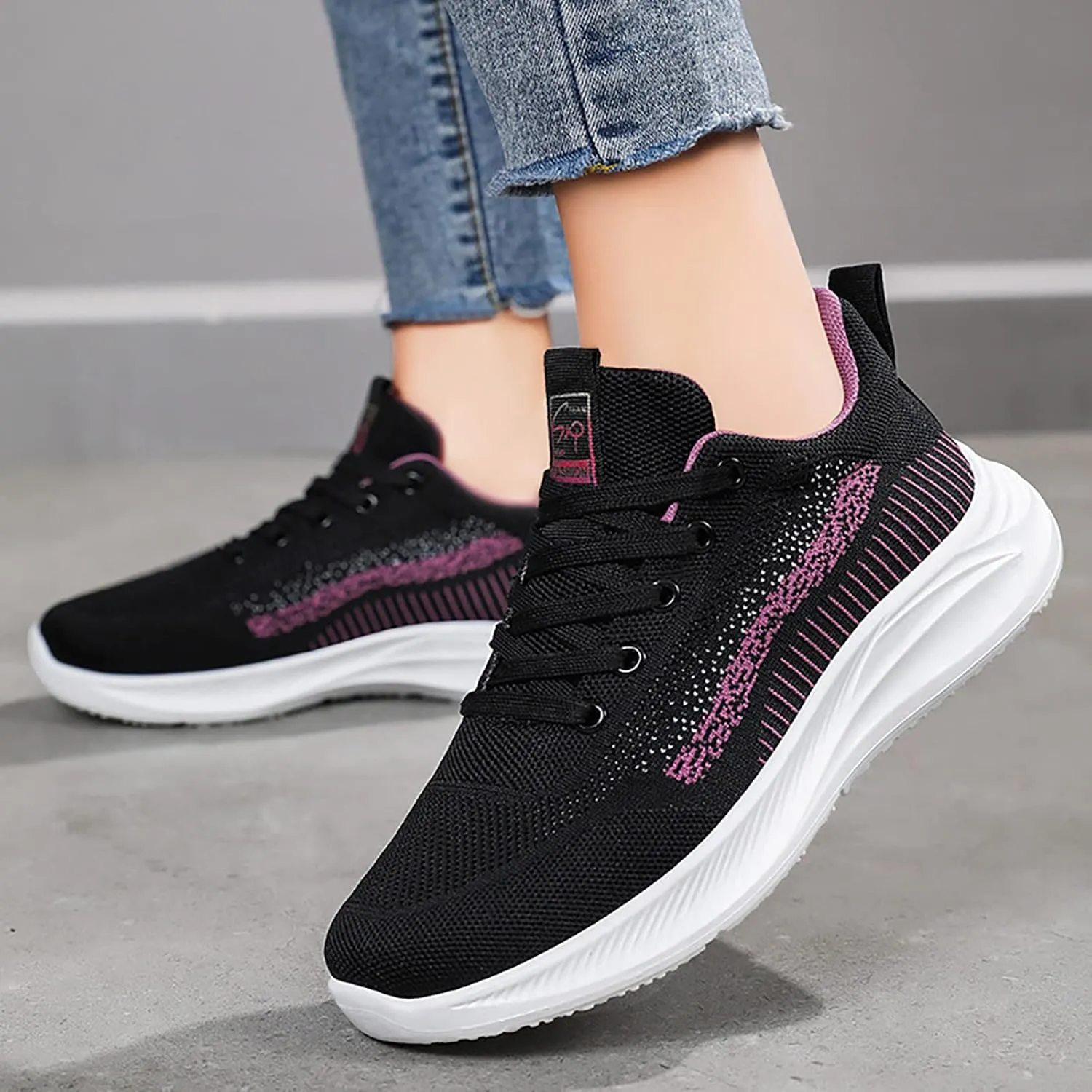 Womens Slip On Sneakers Black Grey Slip On Shoes Women Dressy Casual Basketball Shoes for Women with Laces Womens Trail Running Shoes Arch Support Tennis Shoes for Women Size 10 Wide