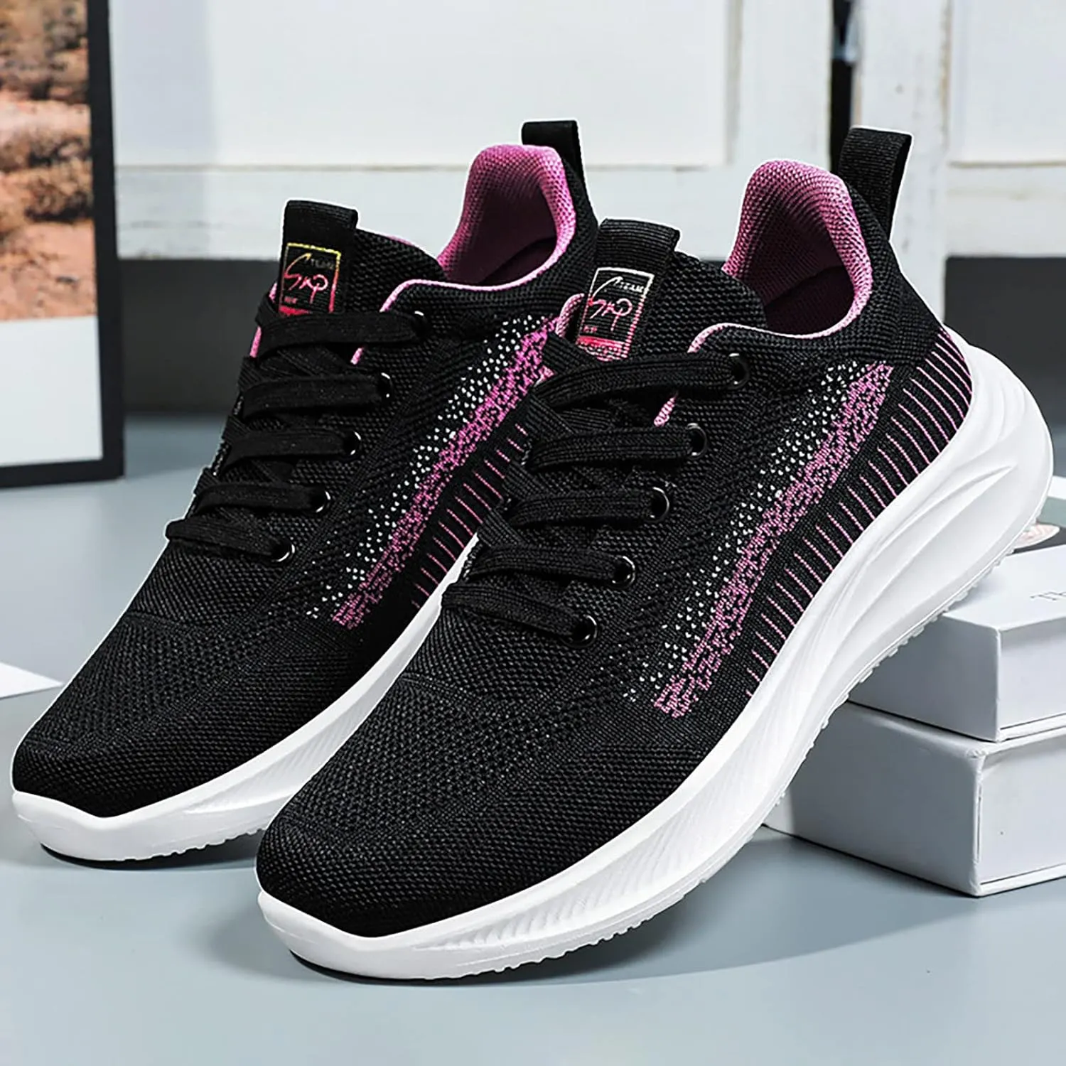 Womens Slip On Sneakers Black Grey Slip On Shoes Women Dressy Casual Basketball Shoes for Women with Laces Womens Trail Running Shoes Arch Support Tennis Shoes for Women Size 10 Wide