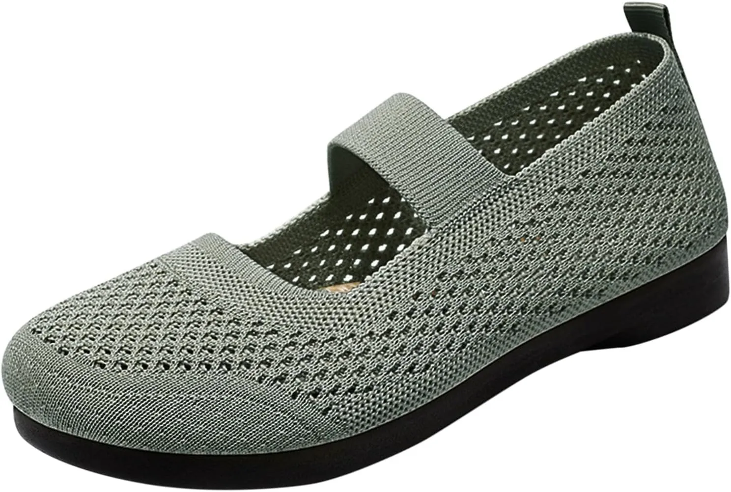 Women's Spring Summer and Autumn Breathable Non Slip Slip On Shallow Soft Sole Flying Woven Orthopedic Mesh Comfort Heel