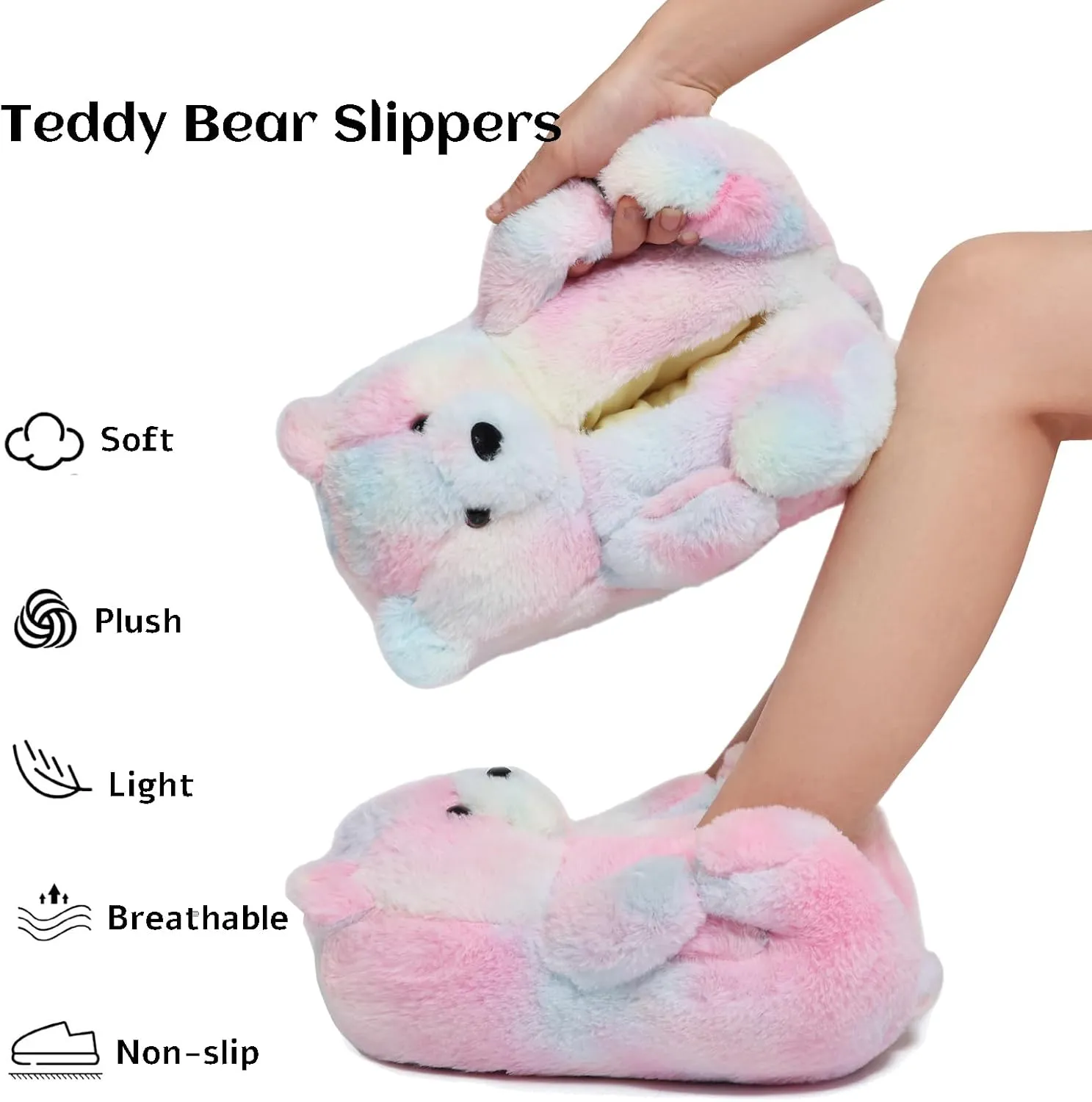Women's Teddy Bear Slippers Mom Gift Slippers Cozy Women Fuzzy Indoor House Shoes Fun Costume for Adults Cute Animal Slides for Women Her Birthday Valentine's Gift Ideas