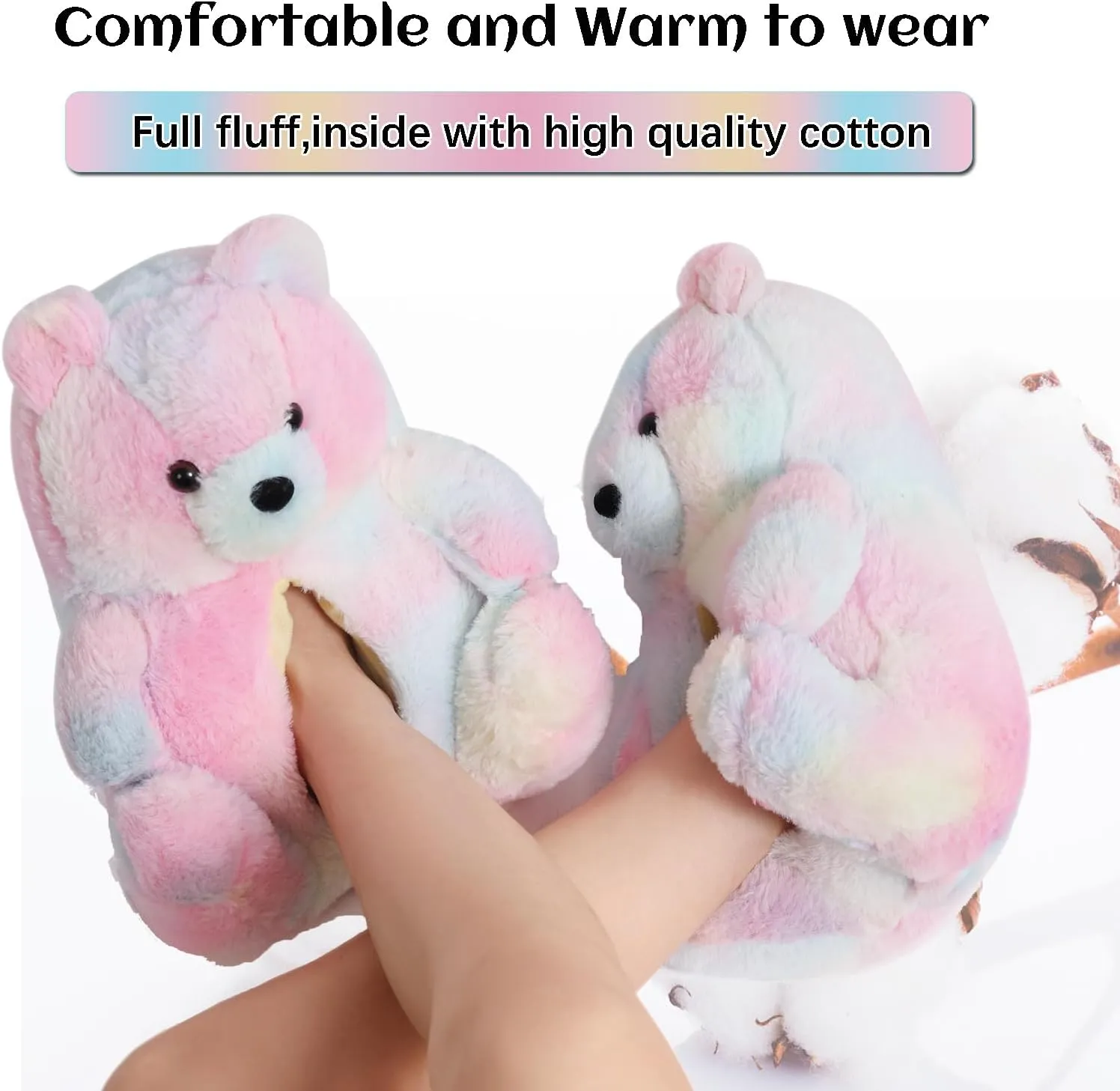 Women's Teddy Bear Slippers Mom Gift Slippers Cozy Women Fuzzy Indoor House Shoes Fun Costume for Adults Cute Animal Slides for Women Her Birthday Valentine's Gift Ideas