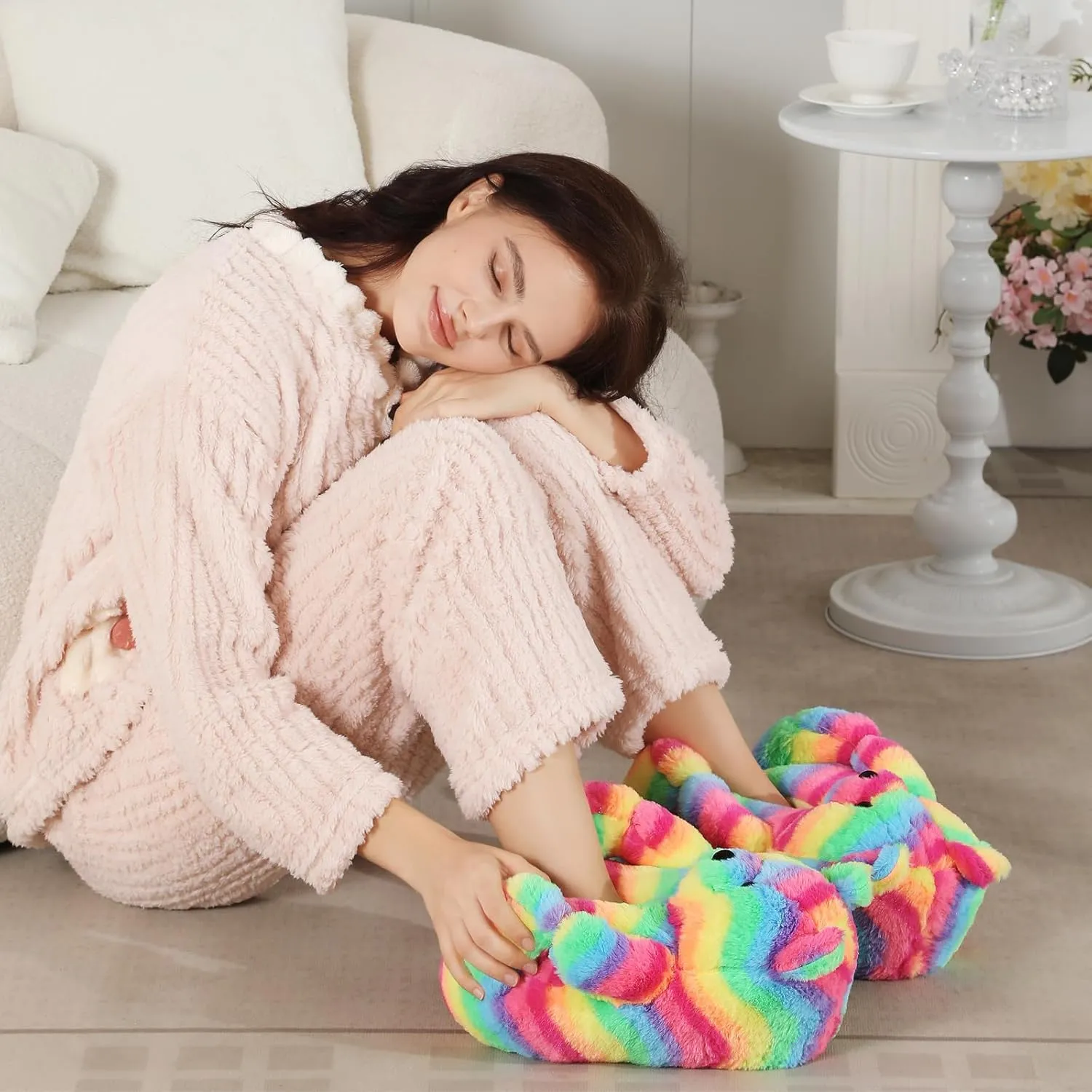Women's Teddy Bear Slippers Mom Gift Slippers Cozy Women Fuzzy Indoor House Shoes Fun Costume for Adults Cute Animal Slides for Women Her Birthday Valentine's Gift Ideas