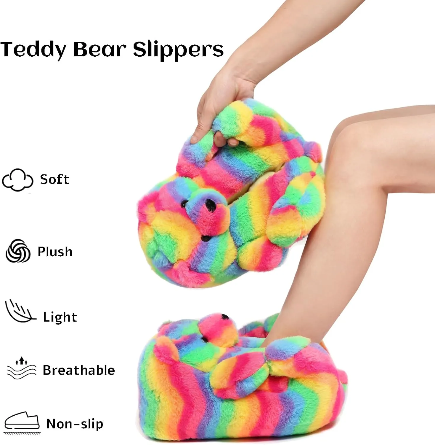 Women's Teddy Bear Slippers Mom Gift Slippers Cozy Women Fuzzy Indoor House Shoes Fun Costume for Adults Cute Animal Slides for Women Her Birthday Valentine's Gift Ideas