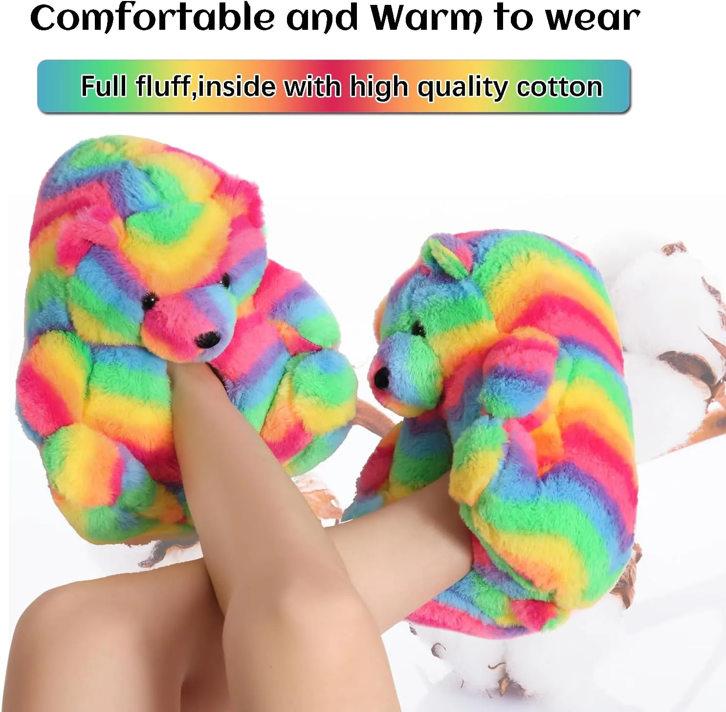 Women's Teddy Bear Slippers Mom Gift Slippers Cozy Women Fuzzy Indoor House Shoes Fun Costume for Adults Cute Animal Slides for Women Her Birthday Valentine's Gift Ideas
