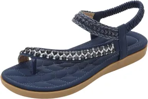 Women's Temperament Flat Sandals Rhinestone Open Toe Slip on Casual Sandal Comfortable Walking Flat Sandals