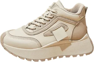 Womens Thick Sole Sneakers Platform Lace-up Casual Breathable Soft Walking Running Shoes Comfortable Tennis Shoes Non Slip Summer Spring Women's Sneakers