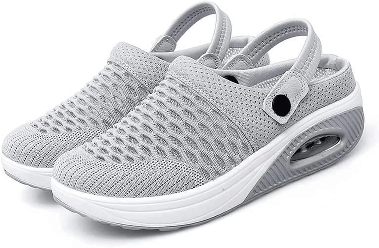 Women's Walking Shoes Summer Breathable Mesh Hollow Out Closed Toe Open Back Orthotic Sandals Casual Lightweight Air Cushion Slip-On Orthopedic Wedge Sandals