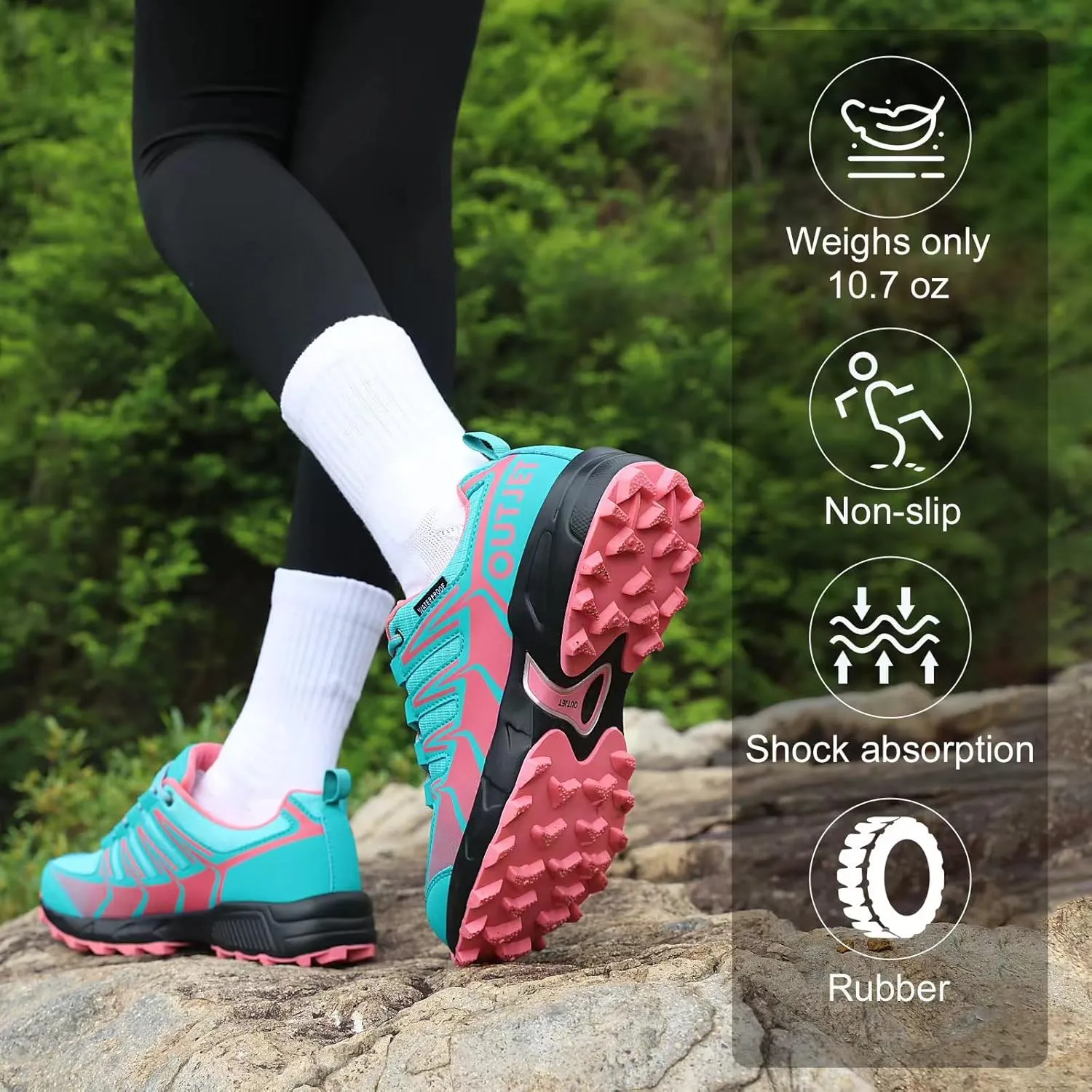 Women's Waterproof Hiking Shoes Lightweight Non-Slip Trails Walking Shoes Outdoor Sneakers