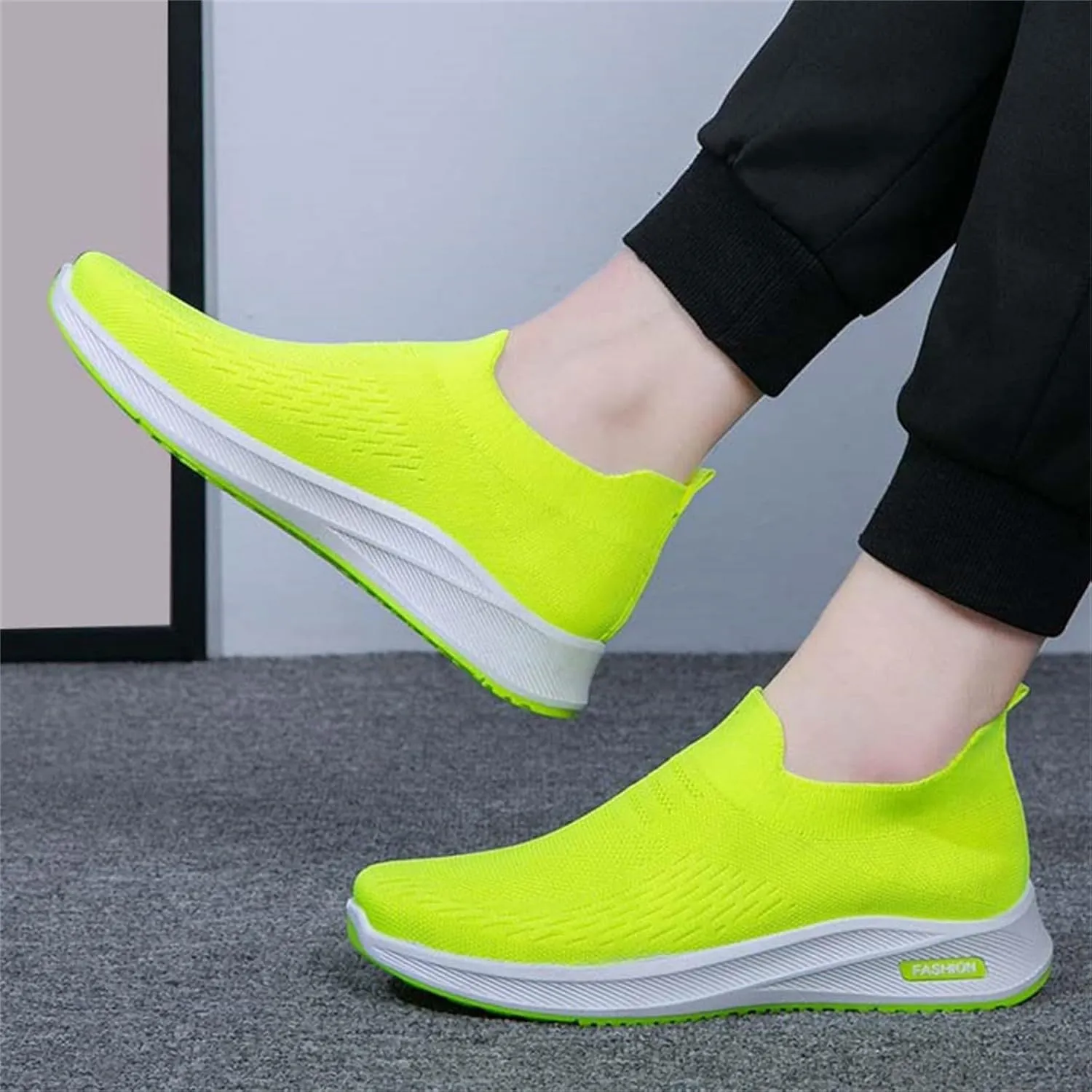 Women's Woven Orthopedic Breathable Shoes Arch Support Mesh Non Slip Sports Shoes Slip On Casual Sneaker for Men