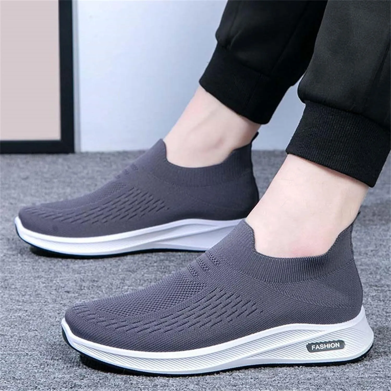 Women's Woven Orthopedic Breathable Shoes Arch Support Mesh Non Slip Sports Shoes Slip On Casual Sneaker for Men