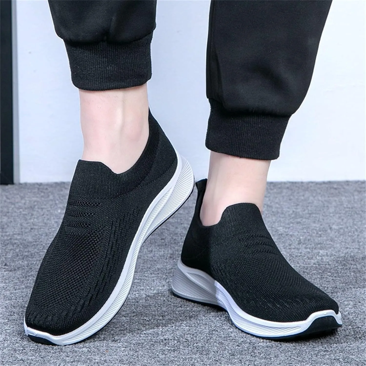 Women's Woven Orthopedic Breathable Shoes Arch Support Mesh Non Slip Sports Shoes Slip On Casual Sneaker for Men