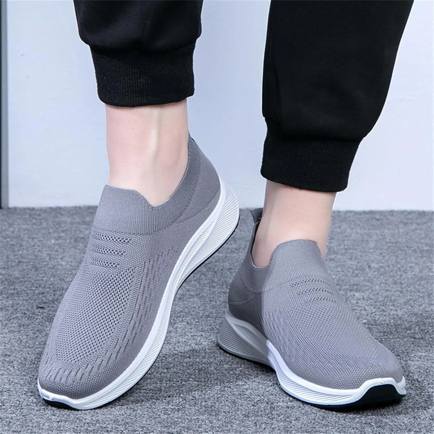 Women's Woven Orthopedic Breathable Shoes Arch Support Mesh Non Slip Sports Shoes Slip On Casual Sneaker for Men