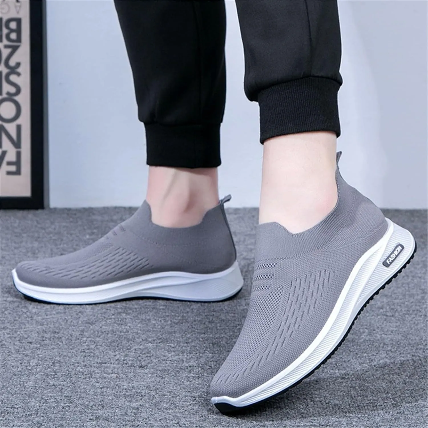 Women's Woven Orthopedic Breathable Shoes Arch Support Mesh Non Slip Sports Shoes Slip On Casual Sneaker for Men