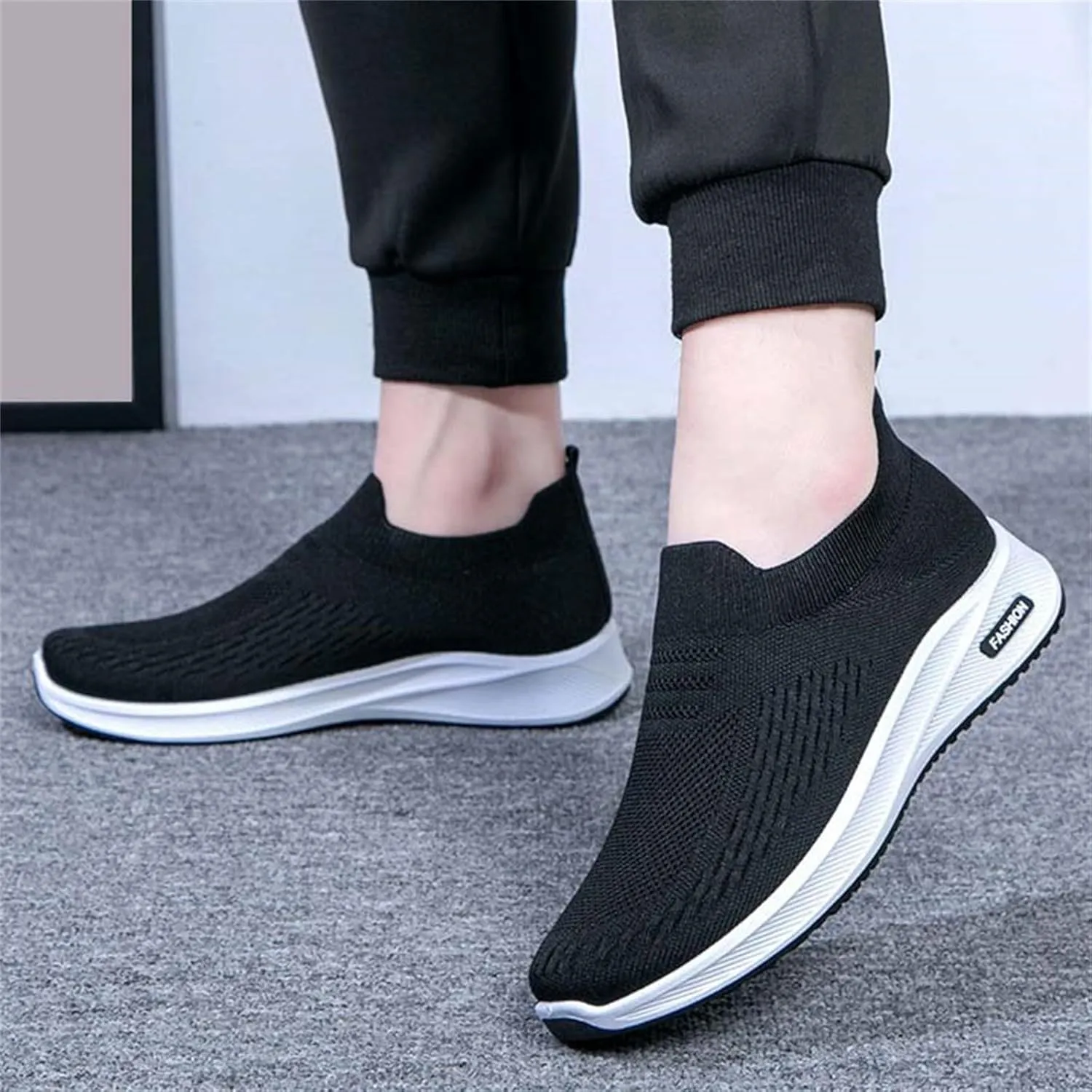 Women's Woven Orthopedic Breathable Shoes Arch Support Mesh Non Slip Sports Shoes Slip On Casual Sneaker for Men