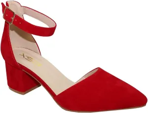 X2B Women's Low Heel Ankle Strap Pointed Toe Pumps Shoes