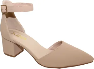 X2B Women's Low Heel Ankle Strap Pointed Toe Pumps Shoes