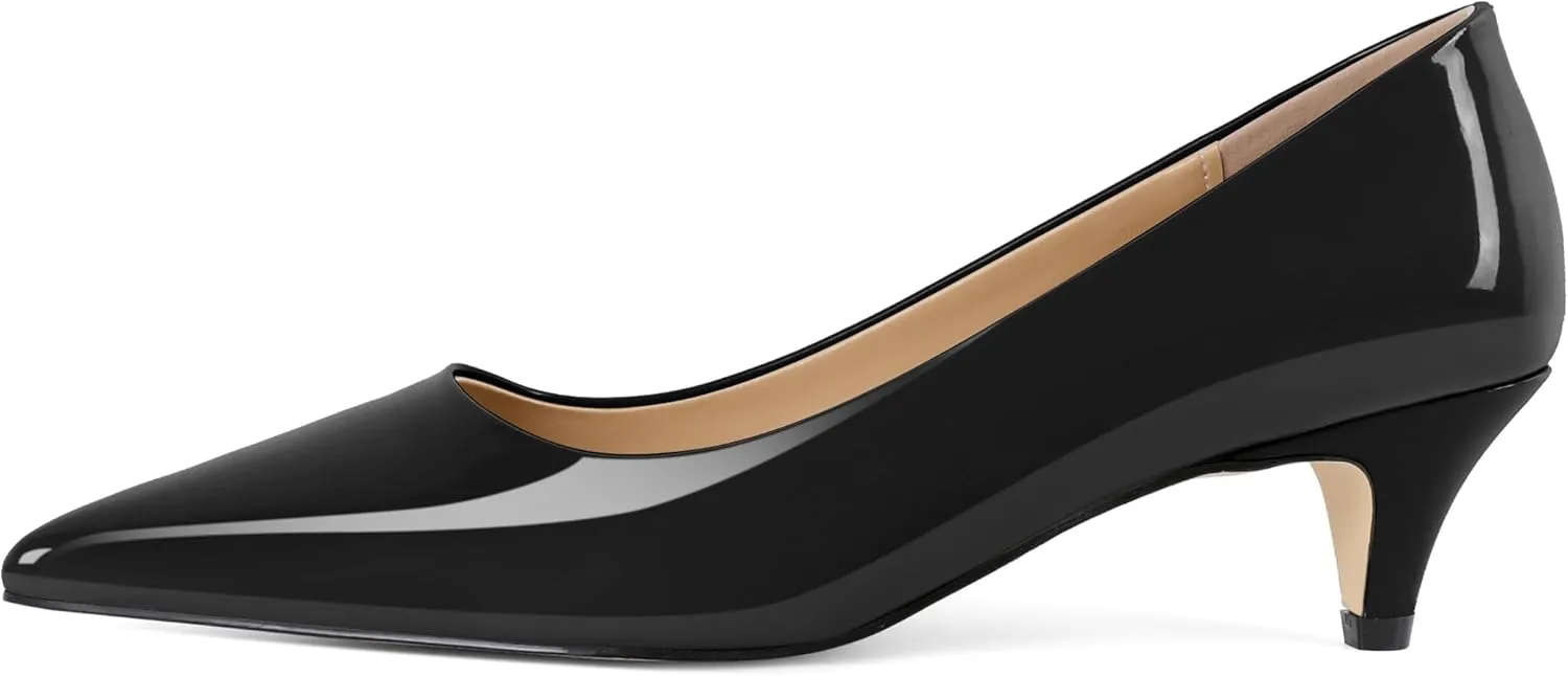 YODEKS Womens Kitten Heel Pumps Pointy Toe Low Kitten Heels Slip On 2 Inch Office Dress Shoes