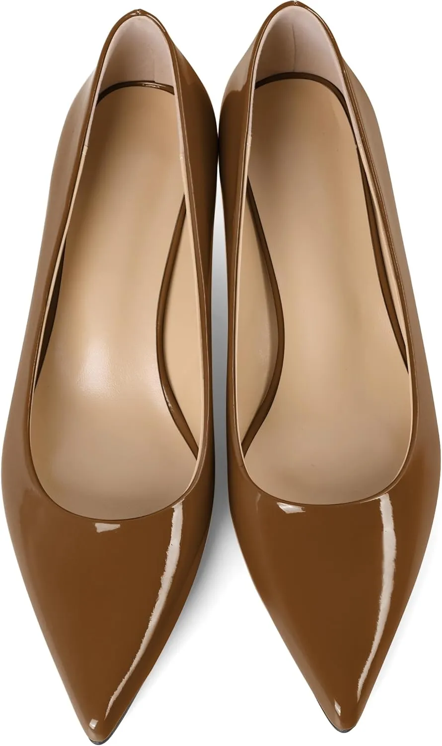YODEKS Womens Kitten Heel Pumps Pointy Toe Low Kitten Heels Slip On 2 Inch Office Dress Shoes