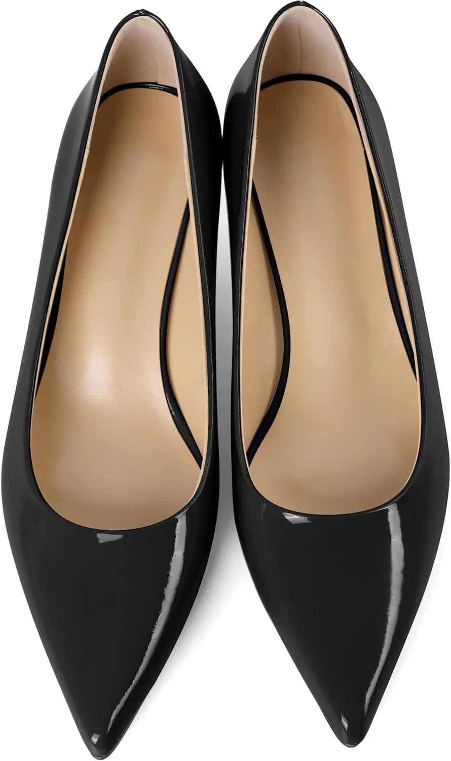 YODEKS Womens Kitten Heel Pumps Pointy Toe Low Kitten Heels Slip On 2 Inch Office Dress Shoes