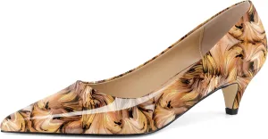 YODEKS Womens Kitten Heel Pumps Pointy Toe Low Kitten Heels Slip On 2 Inch Office Dress Shoes