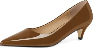YODEKS Womens Kitten Heel Pumps Pointy Toe Low Kitten Heels Slip On 2 Inch Office Dress Shoes
