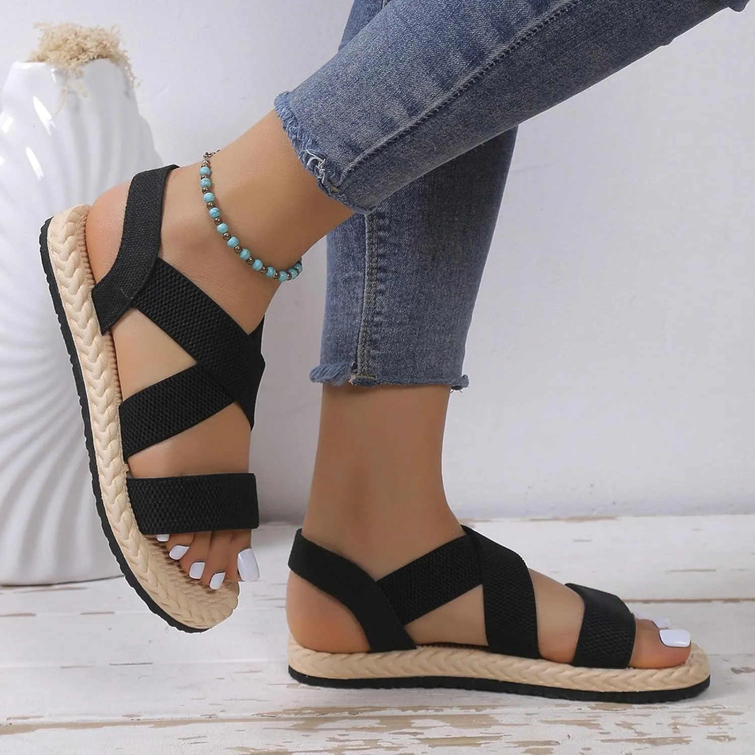 Yoga Mat Comfortable Flat Sandal for Women Adjustable Casual Fisherman Cool Shoes Non Slip Outdoor Sandals
